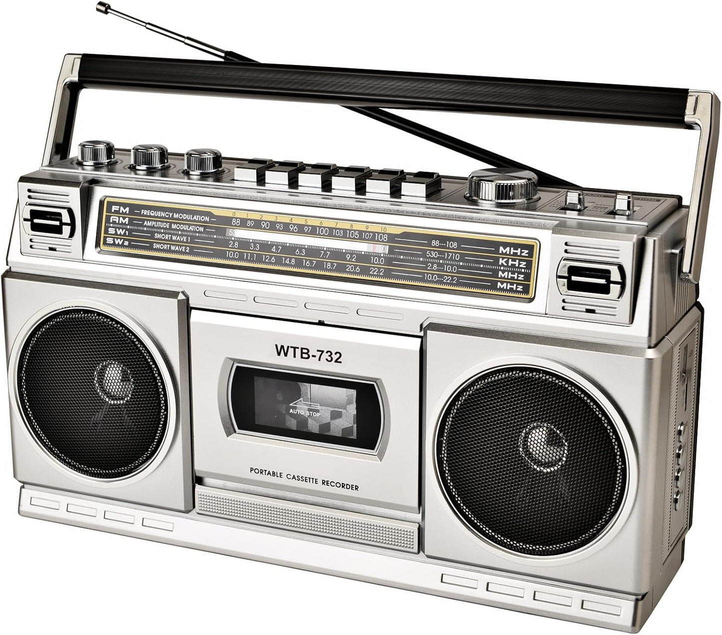 Retro Classic 80s Style Portable Boombox with Cassette Player