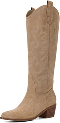 VIMISAOI Western Cowboy Knee High Wide Calf Boots - Retro Embroidery