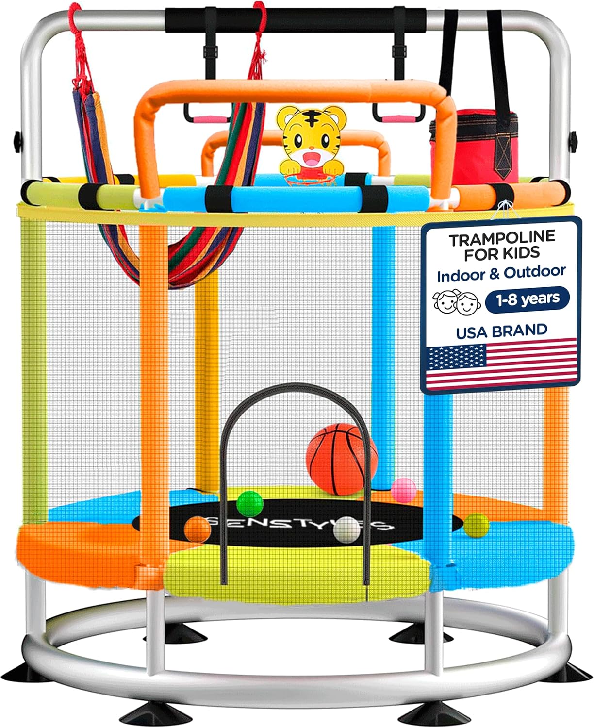 Trampoline for Kids with Safety Enclosure and Easy Assembly