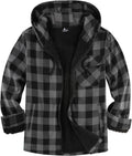 Men's Flannel Plaid Jacket Sherpa Lined Hooded Zip Up - Warm Winter