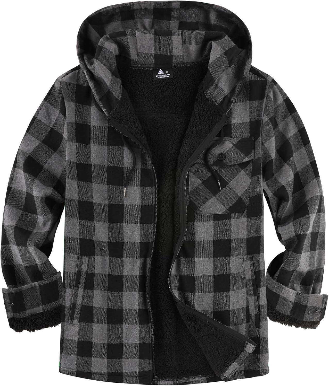 SCODI Men's Flannel Plaid Jacket Warm Sherpa Lined Fleece Hoodies