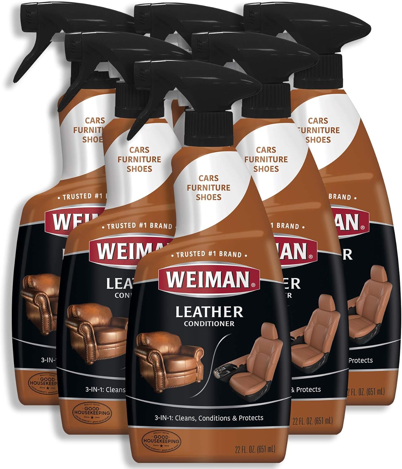 Weiman Leather Restorer - Prevents Cracking, 6 Pack, 22 Oz
