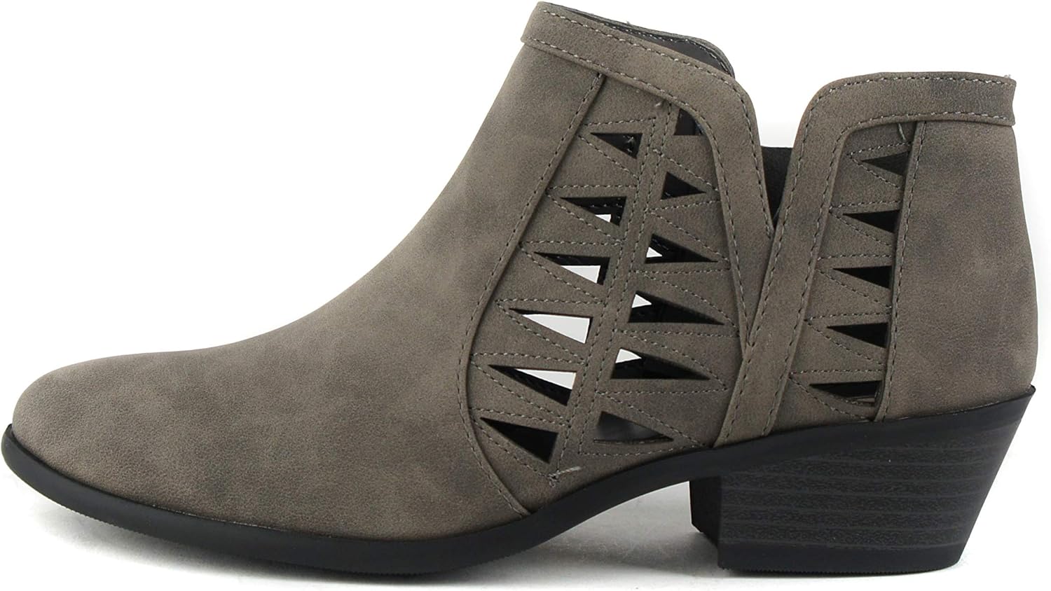 Soda CHANCE Womens Perforated Cut Out Block Heel Ankle Booties