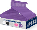 SereneLife 200 Pack Plastic Hangers - Space-Saving Non-Slip Closet