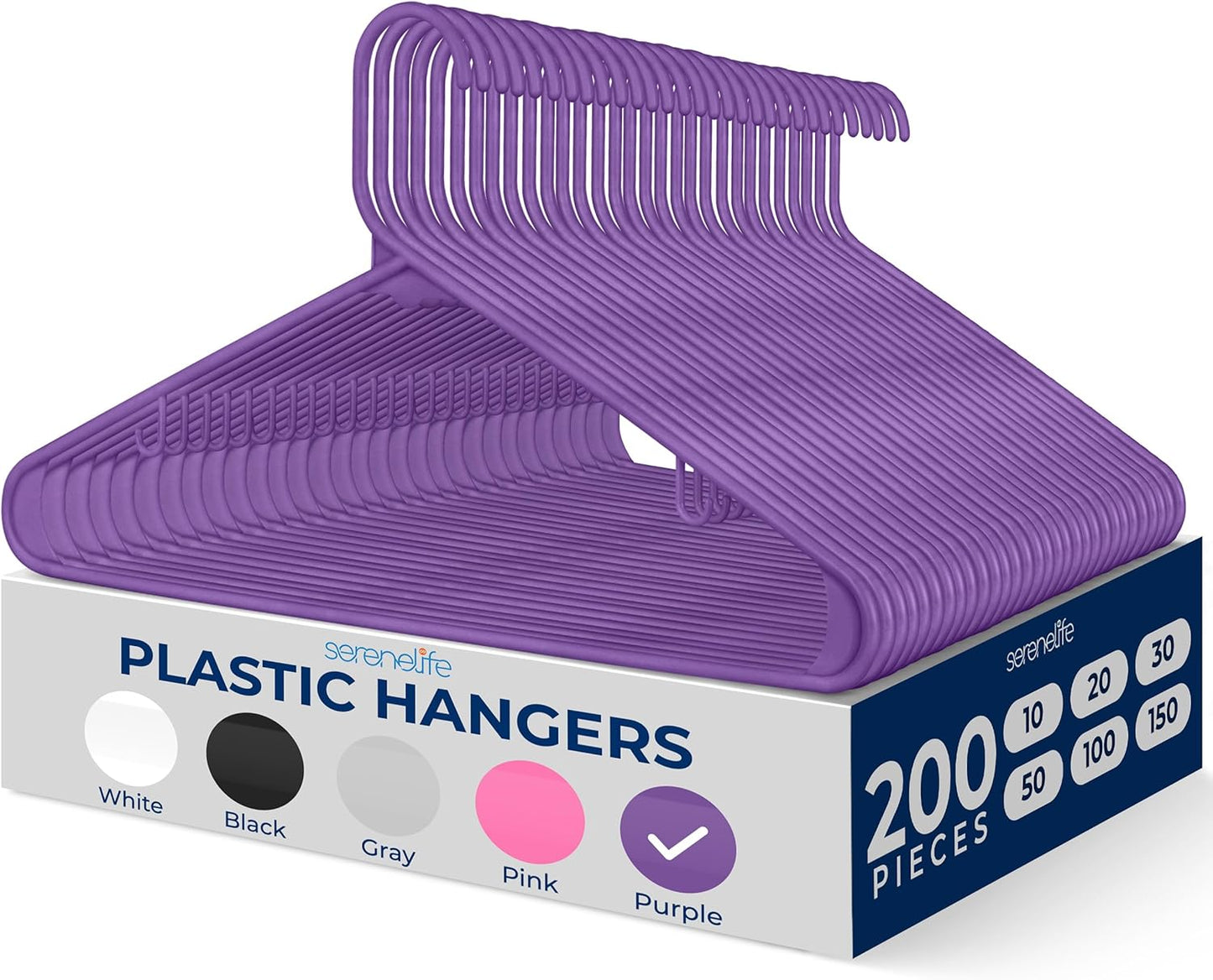 200 Pack Plastic Hangers - Non-Slip Space-Saving Organizers