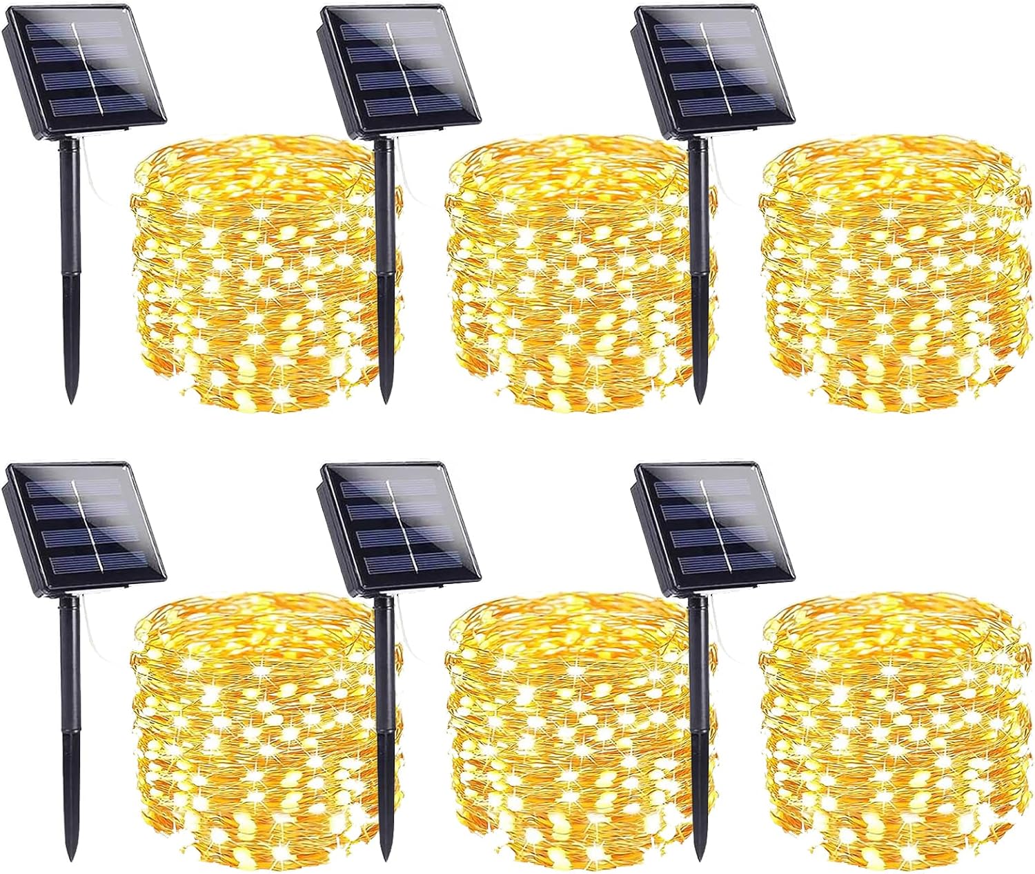 6-Pack Solar String Lights Outdoor for Garden and Party Use