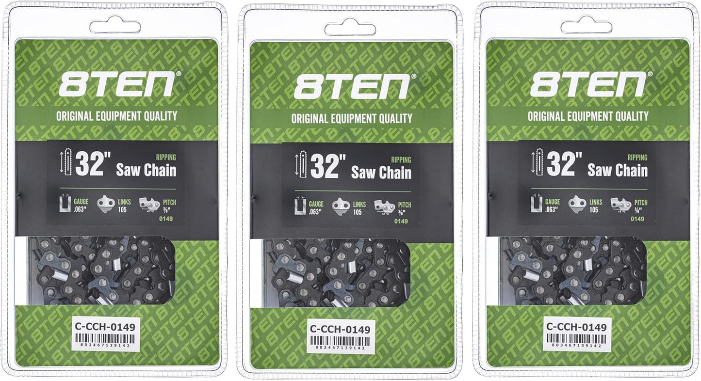 8TEN Ripping Chainsaw Chain 32 Inch for Husqvarna and Poulan