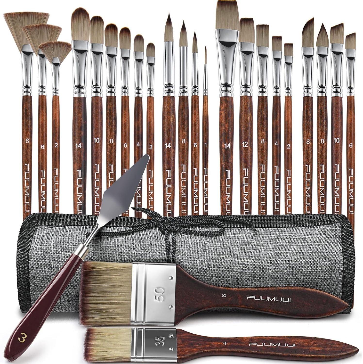 25pcs Paint Brush Set for Professional Artists and Hobbyists