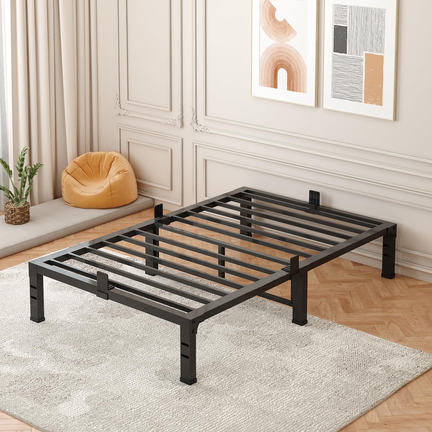 FUIOBYVV Twin Bed Frame - Heavy Duty Metal Platform Design