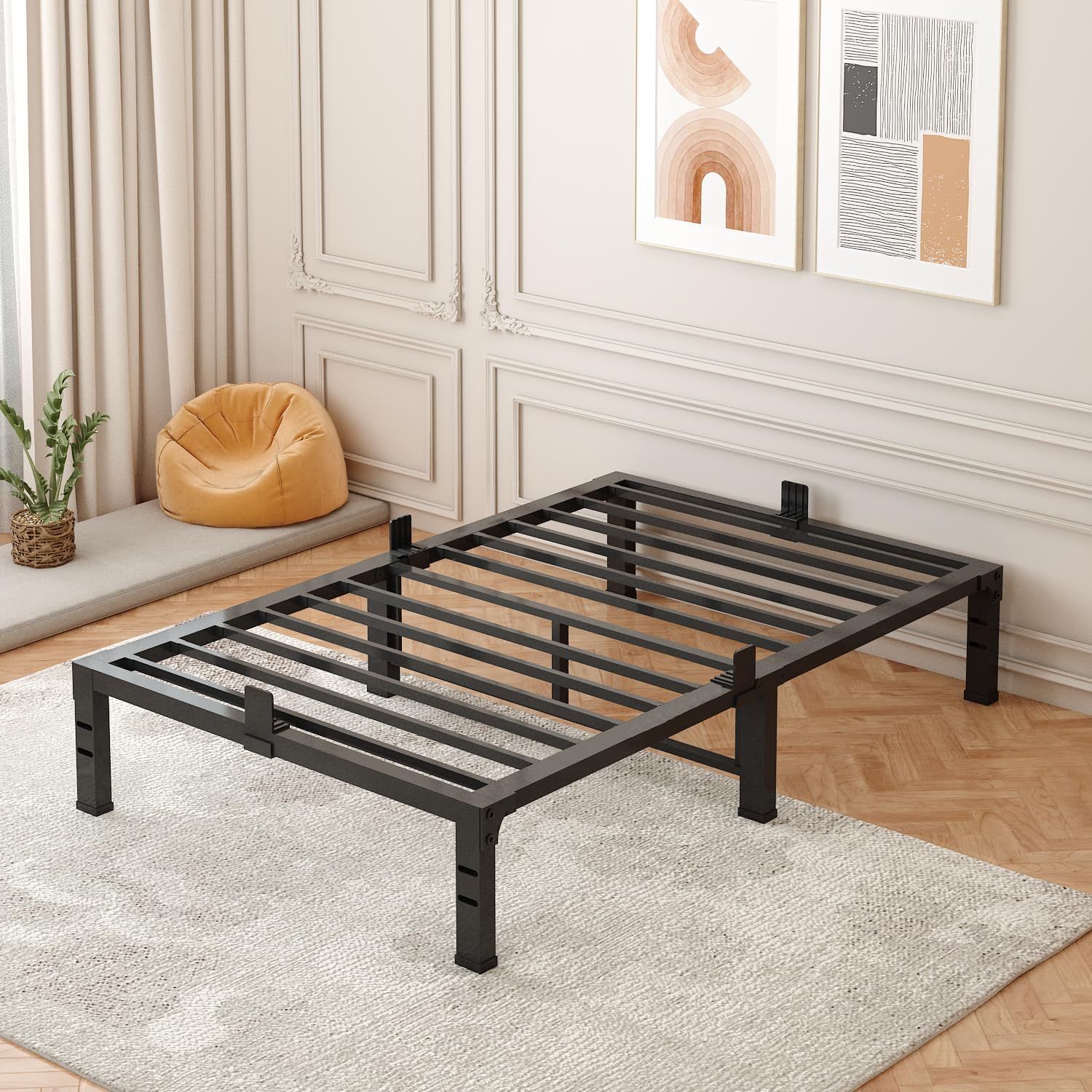 FUIOBYVV Twin Bed Frame - Heavy Duty Metal Platform Design