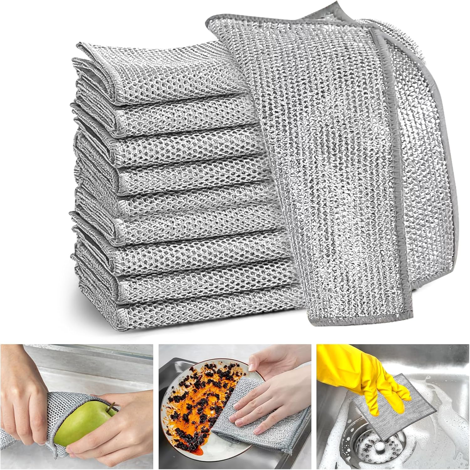 Non-Scratch Kitchen Rags Set by XANGNIER