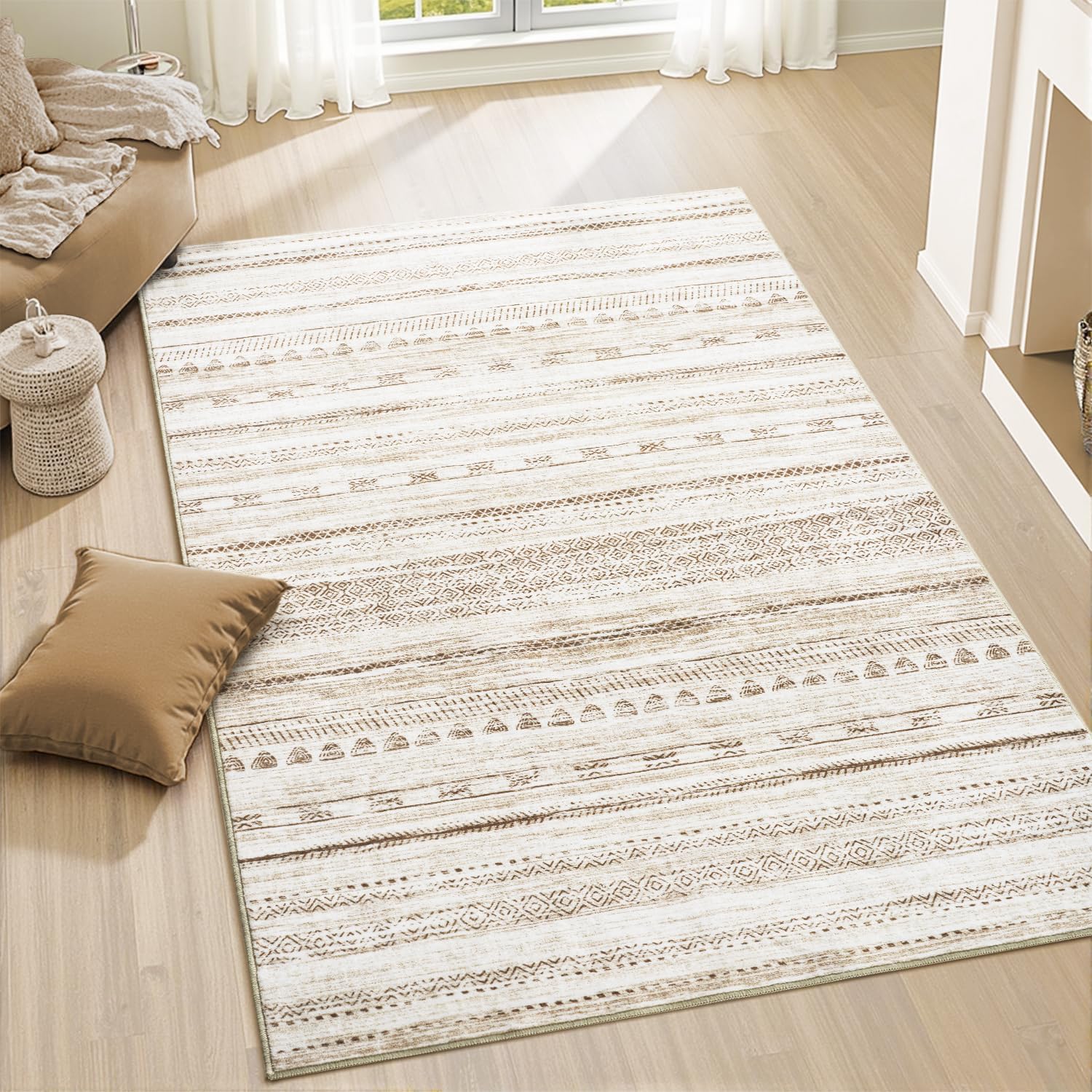 3x5 Area Rug Machine Washable Non Slip Distressed Moroccan Rug