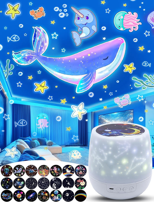 KISTRA Kids Star Projector Set - 21 Films + Night Light, 360 Rotation