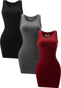 3 Pack Summer Dresses for Women 2025 Ribbed Tank Scoop Neck Mini