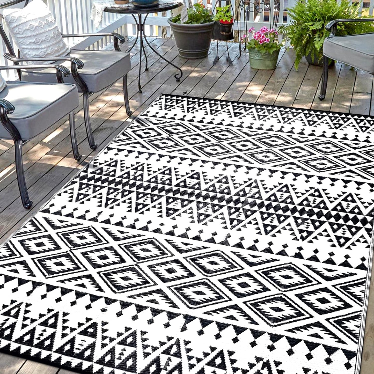 Waterproof Outdoor Rug 8x10ft for Patio, RV, and Camping
