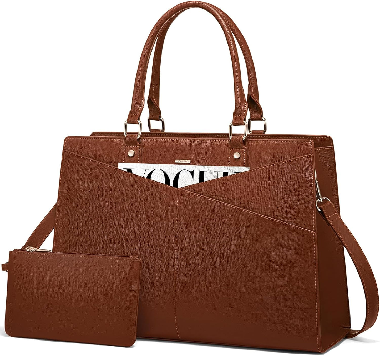LOVEVOOK Leather Laptop Tote Bag for Women - Stylish & Practical