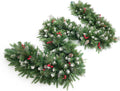 9Ft Artificial Christmas Garland with 50 Lights - Snow Flocked Holiday