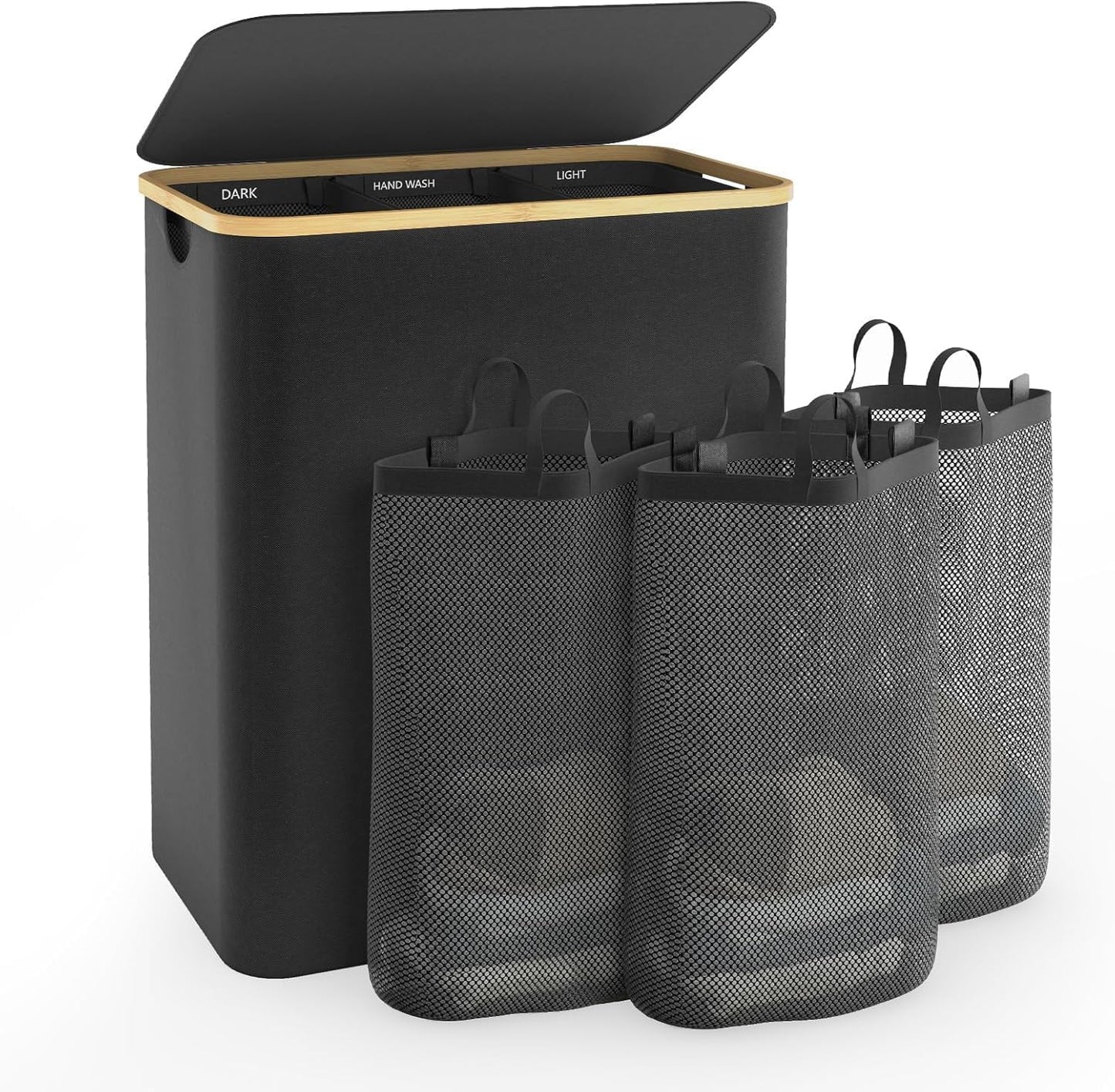 Extra Large 3 Section Laundry Hamper with Lid for Organizing