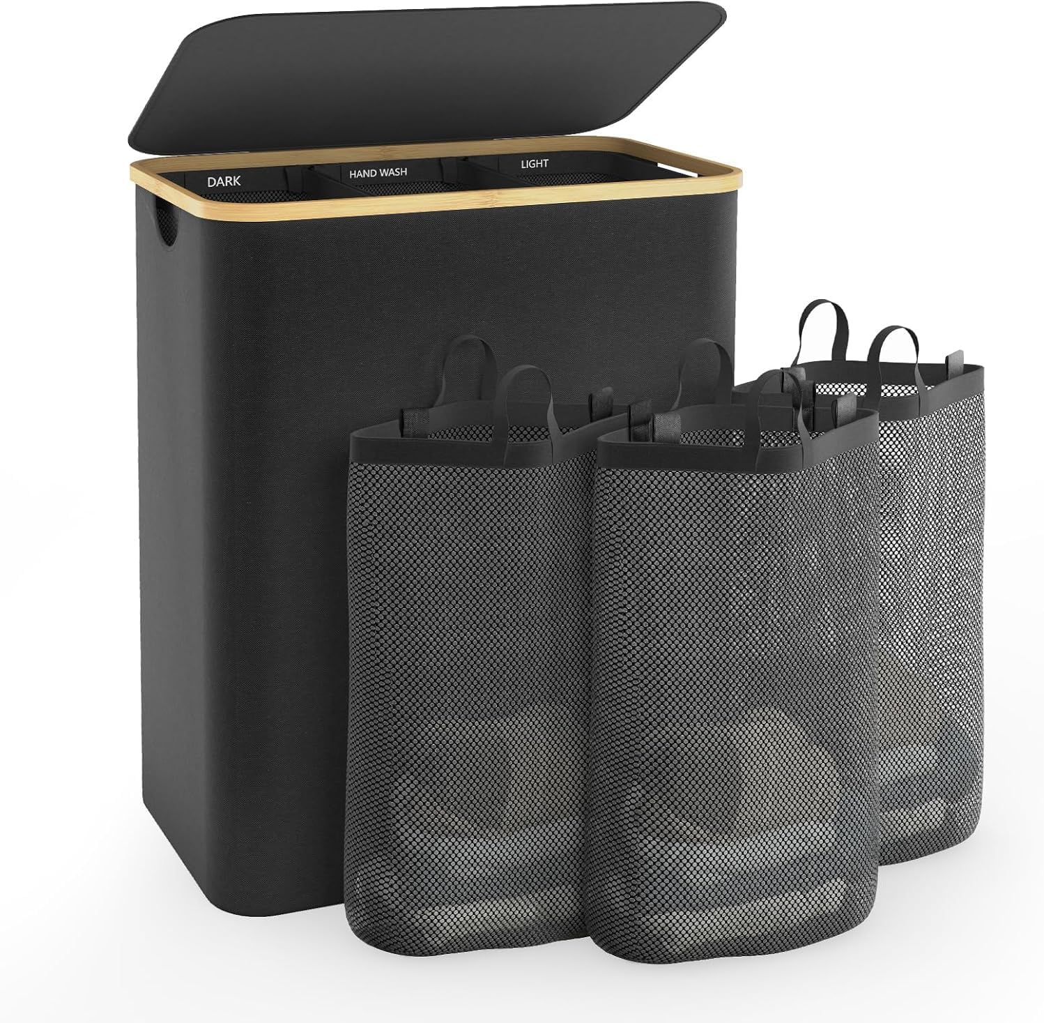 Extra Large 3 Section Laundry Hamper with Lid for Organizing