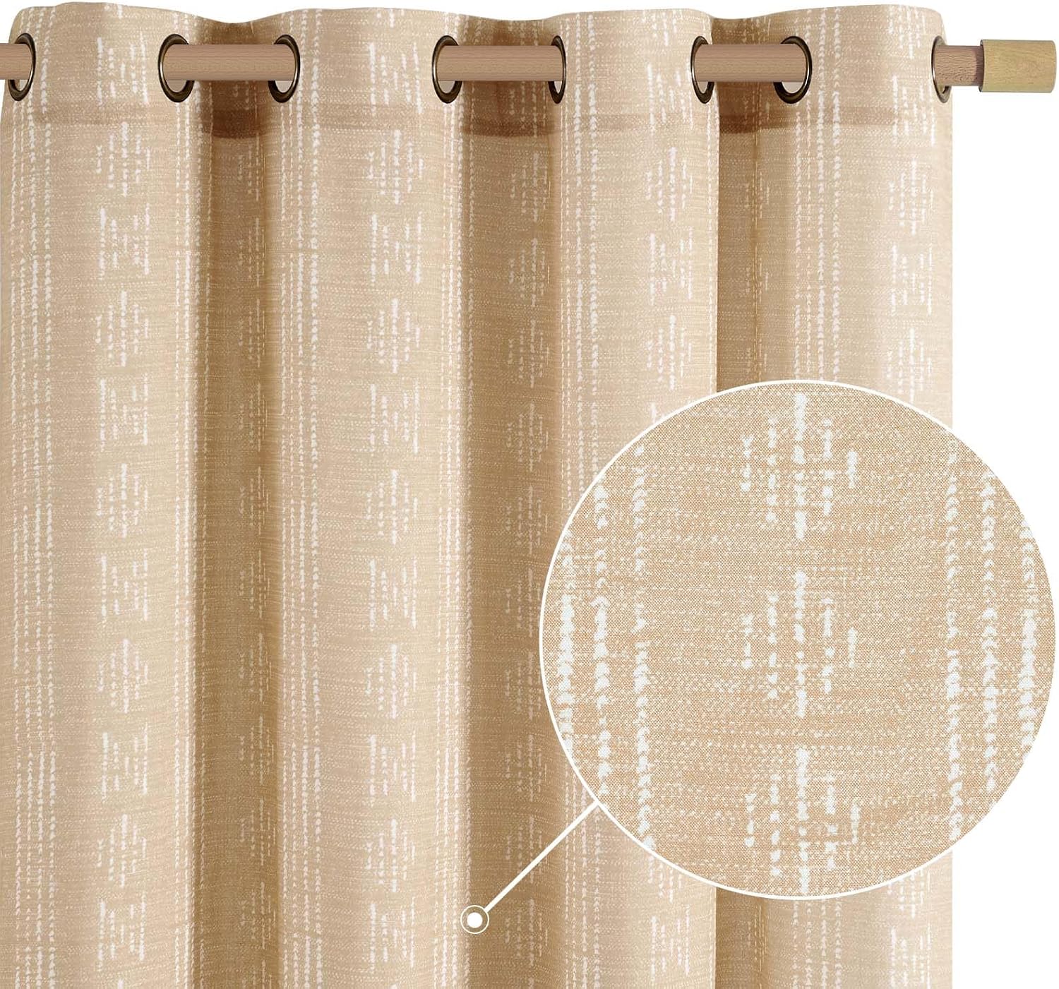 Boho Linen Blend Curtains for Living Room & Bedroom - 63 Inch