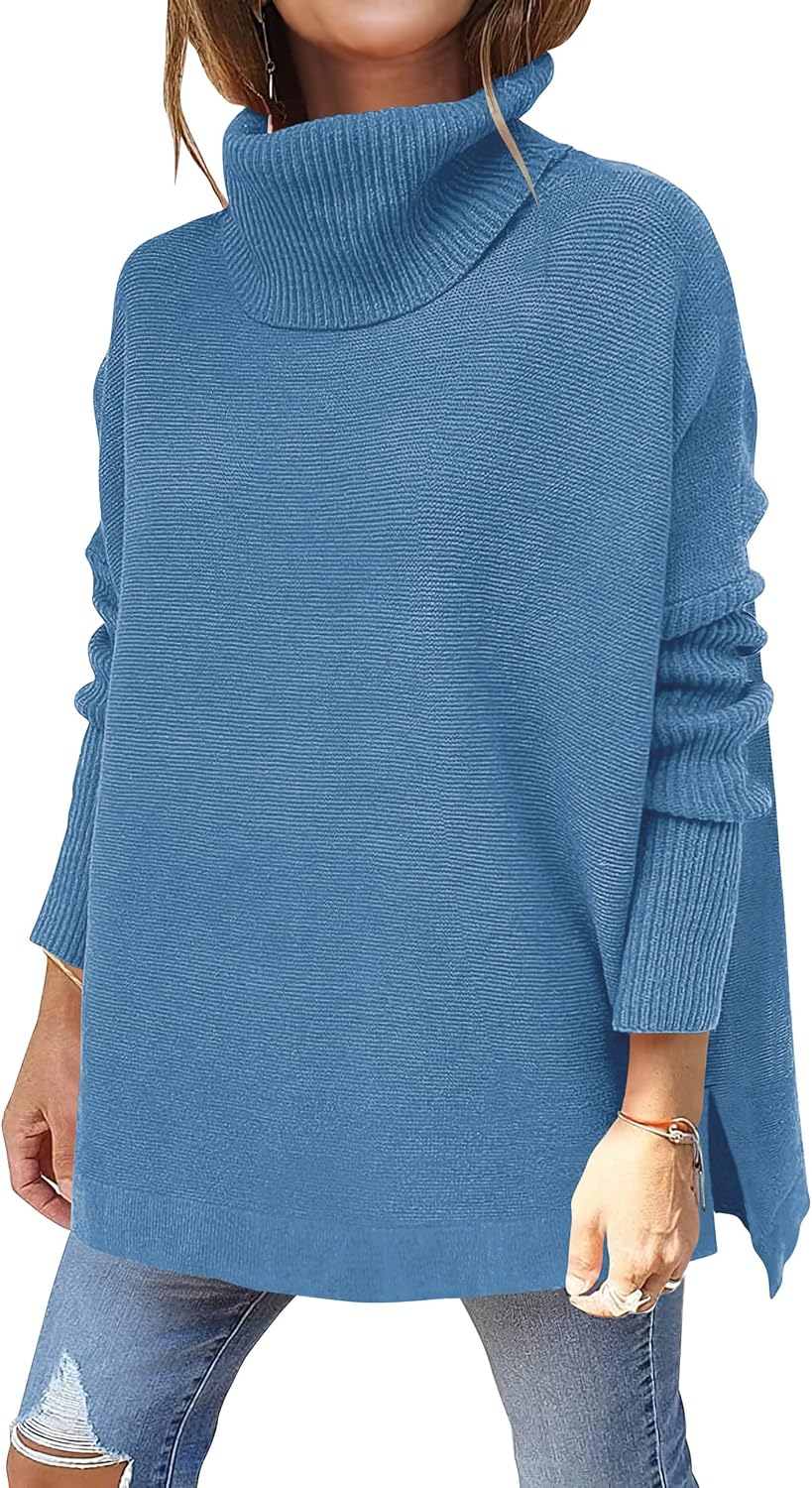 Oversized Turtleneck Batwing Sleeve Sweater for Fall Fashion