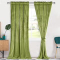 Hiasan Velvet Curtains 96 in Moss Green - Blackout Thermal Drapes