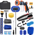 Car Cleaning Kit with Foam Hose Nozzle and Portable Vacuum - 38Pc