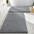 Grey 2-Piece Chenille Bath Rug Set 30x20 + 24x16 - Soft Absorbent