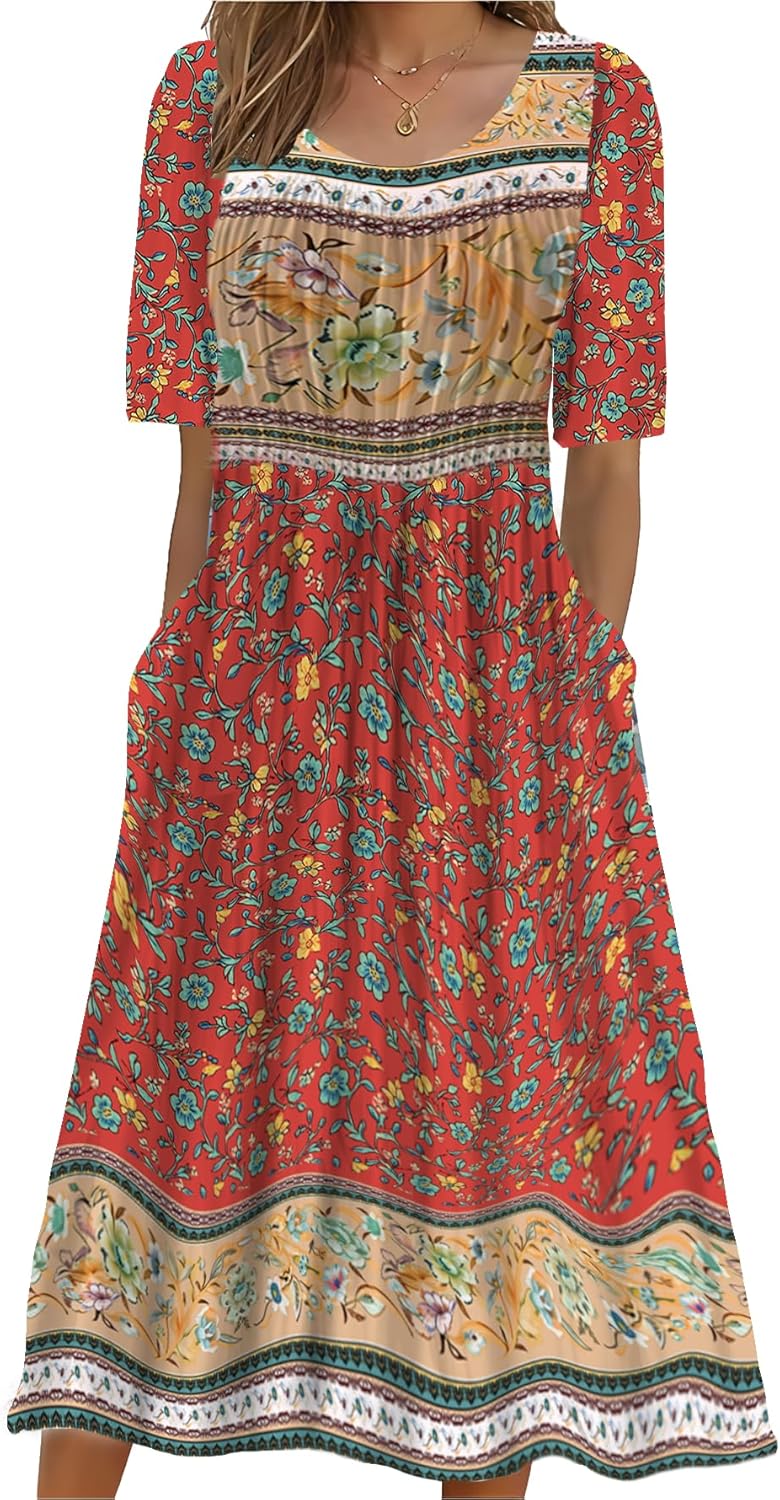 Womens Boho Dress Summer Casual Floral Maxi Dress for 2025