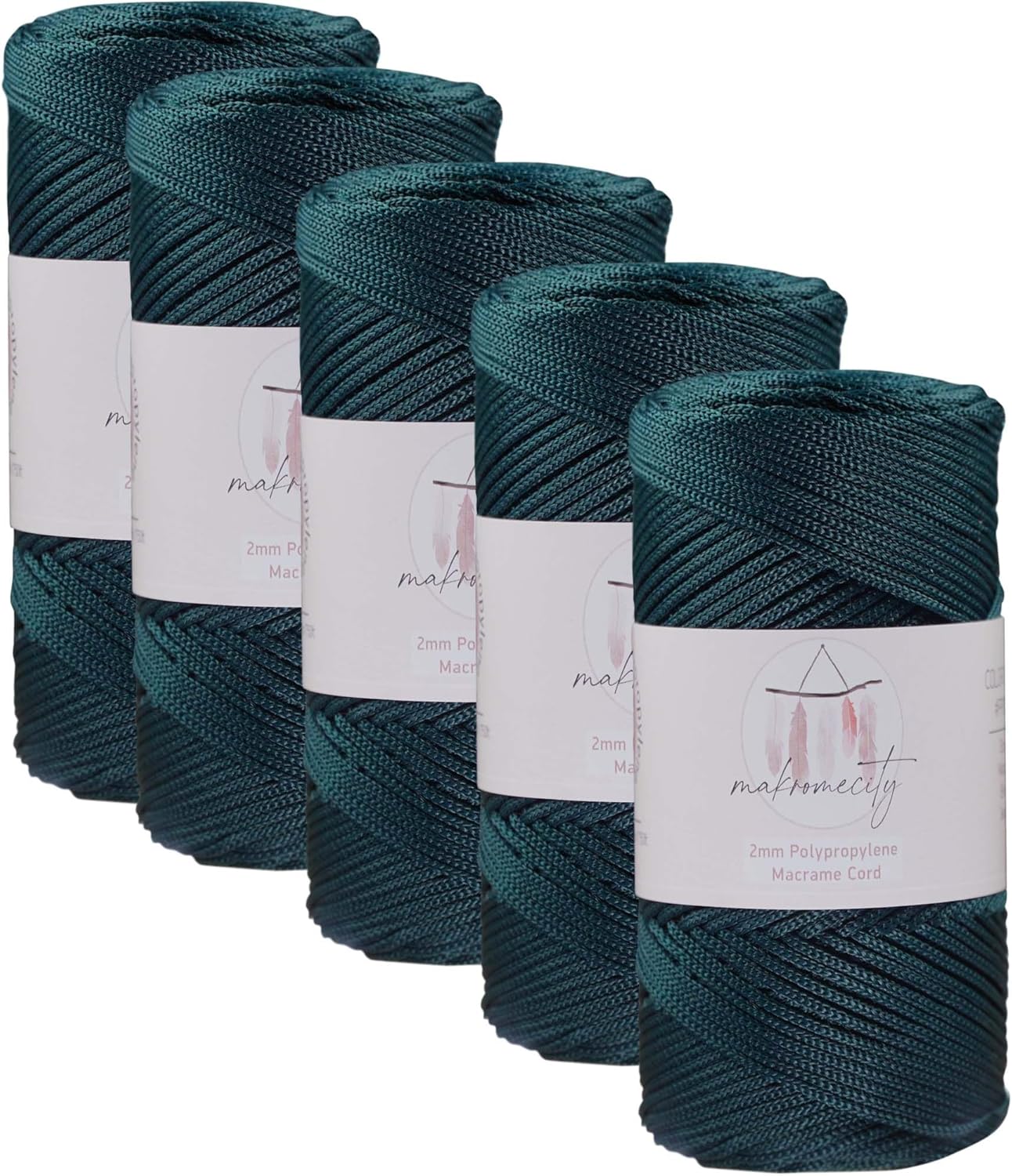 2mm Polyester Macrame Cord by Makromecity - 5 Skeins 750ft