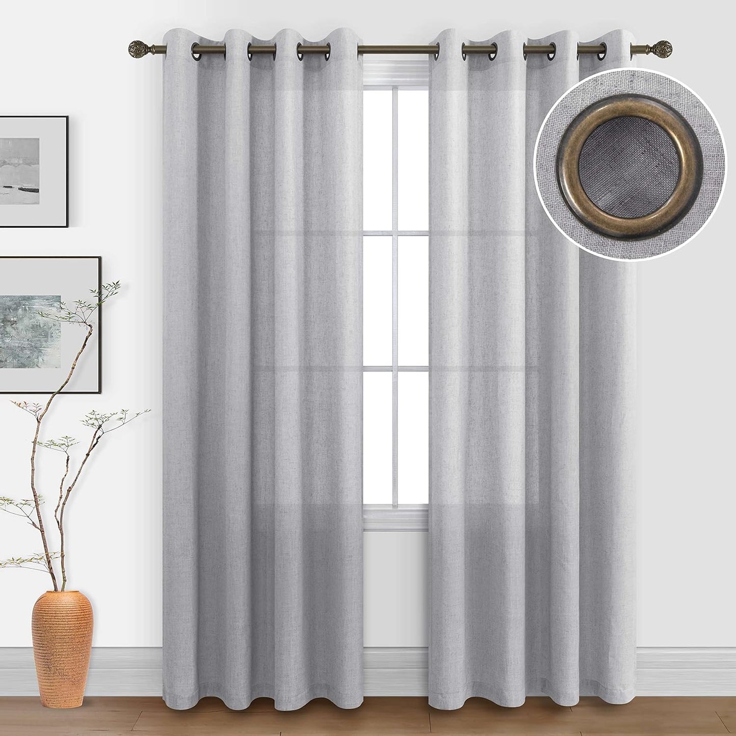 KOUFALL Light Grey Curtains 84 Inch Length for Modern Homes