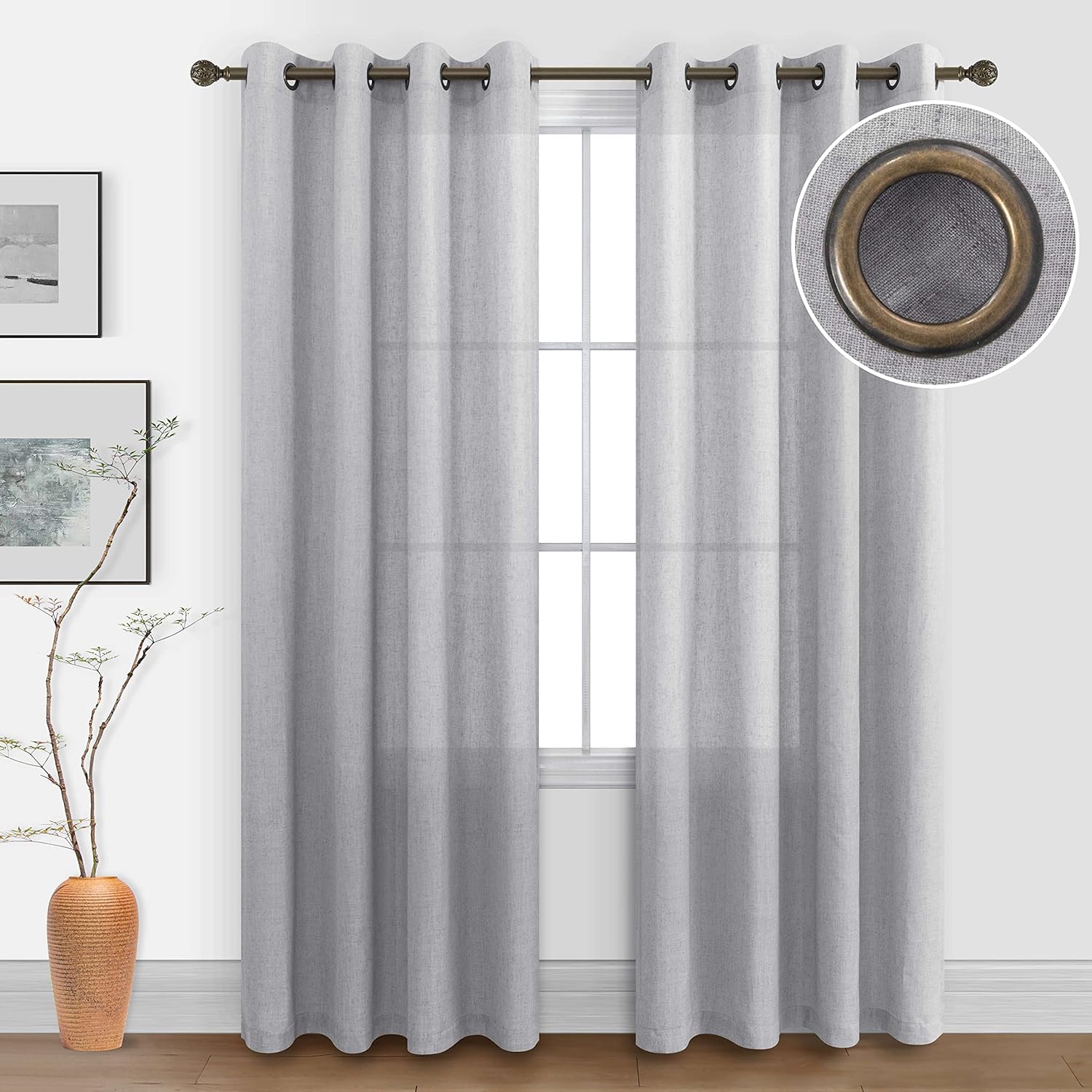 KOUFALL Light Grey Curtains 84 Inch Length for Modern Homes