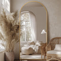 Full Length Mirror 76x34 Oversized Arched Floor Mirror - Elegant Gold
