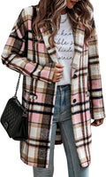 Women Plaid Shacket Jacket Knee Length Tartan Coat - Lightweight Cozy