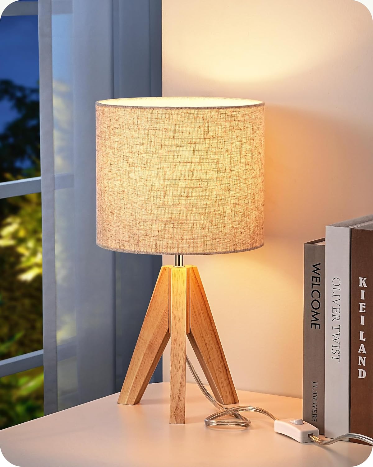 EDISHINE Small Table Lamp for Bedroom, Boho Design, 14.2 in