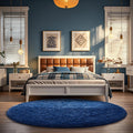 Ophanie Round Rug 5Ft Blue Circle Area Rug - Soft Plush Shaggy Comfort