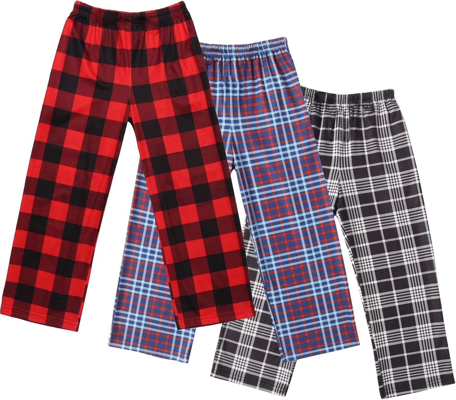 Ekouaer Boys 3 Pack Plaid Lounge Pants for Comfort and Style