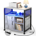 Unikito File Cabinet with LED Lights and Charging Ports - Modern