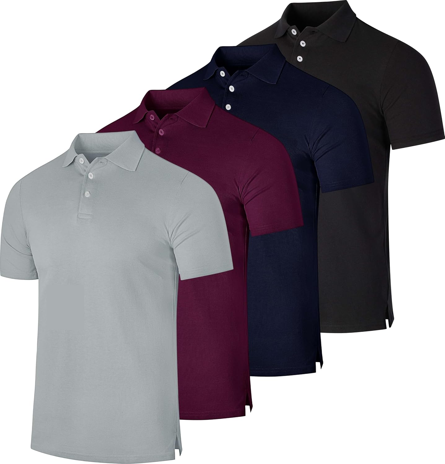 Real Essentials Men's Cotton Pique Polo Shirt - Performance Style