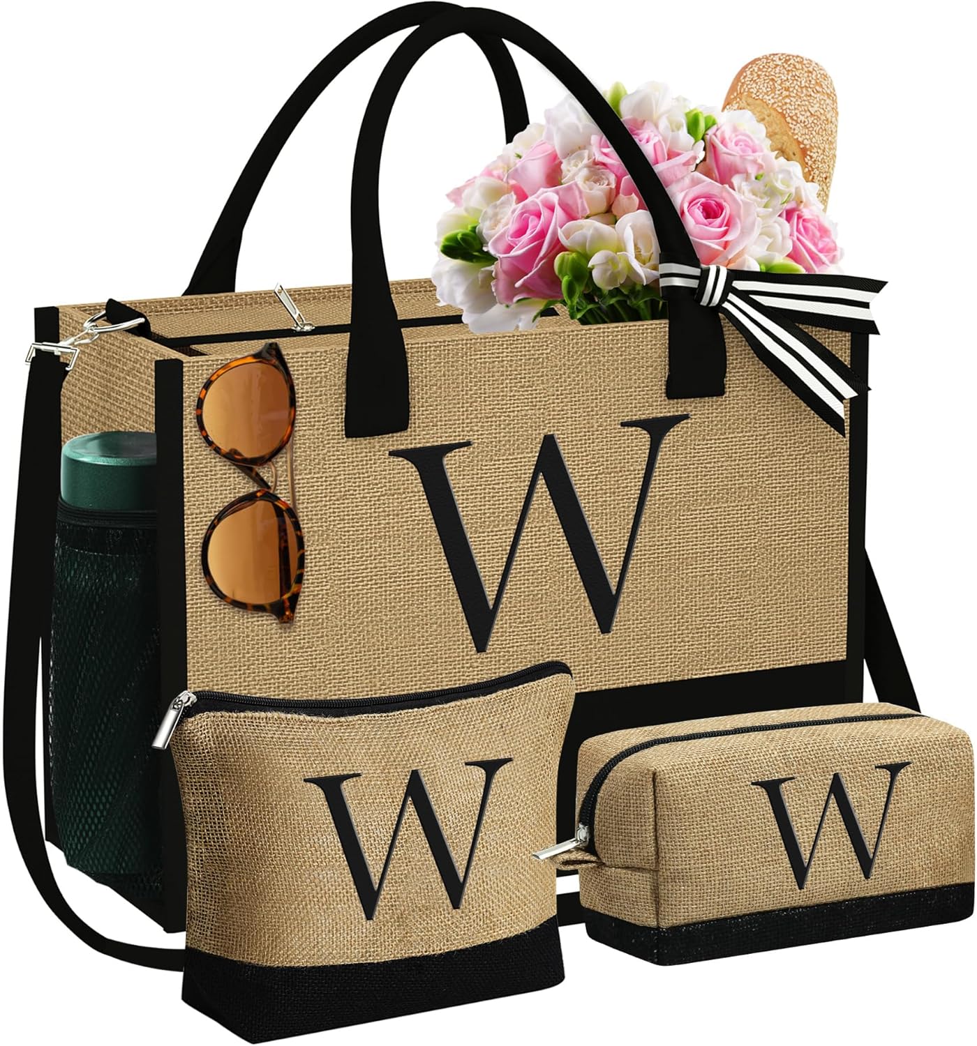 Personalized Jute Tote Bag & Makeup Bags for Women Gifts