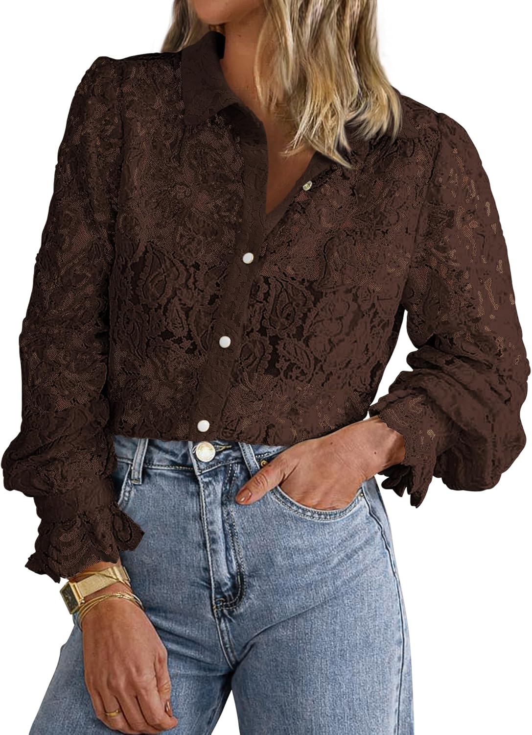 BTFBM Long Sleeve Lace Blouses for Women - Dressy Casual Tops