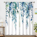 Teal Eucalyptus Botanical Window Curtains 52Wx84H - Light Filtering