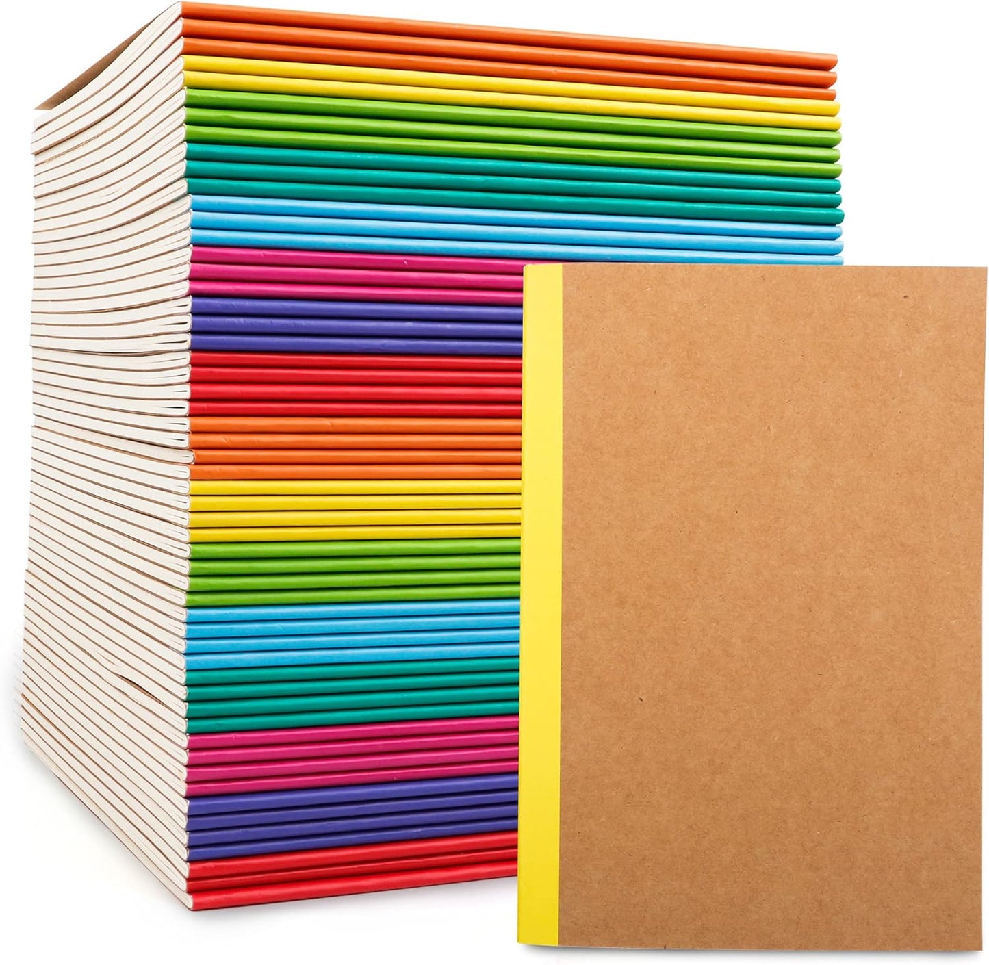 feela 56 Pack Kraft Composition Journals, 60 Pages, A5, 8 Colors