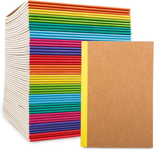 feela 56 Pack Kraft Composition Journals, 60 Pages, A5, 8 Colors