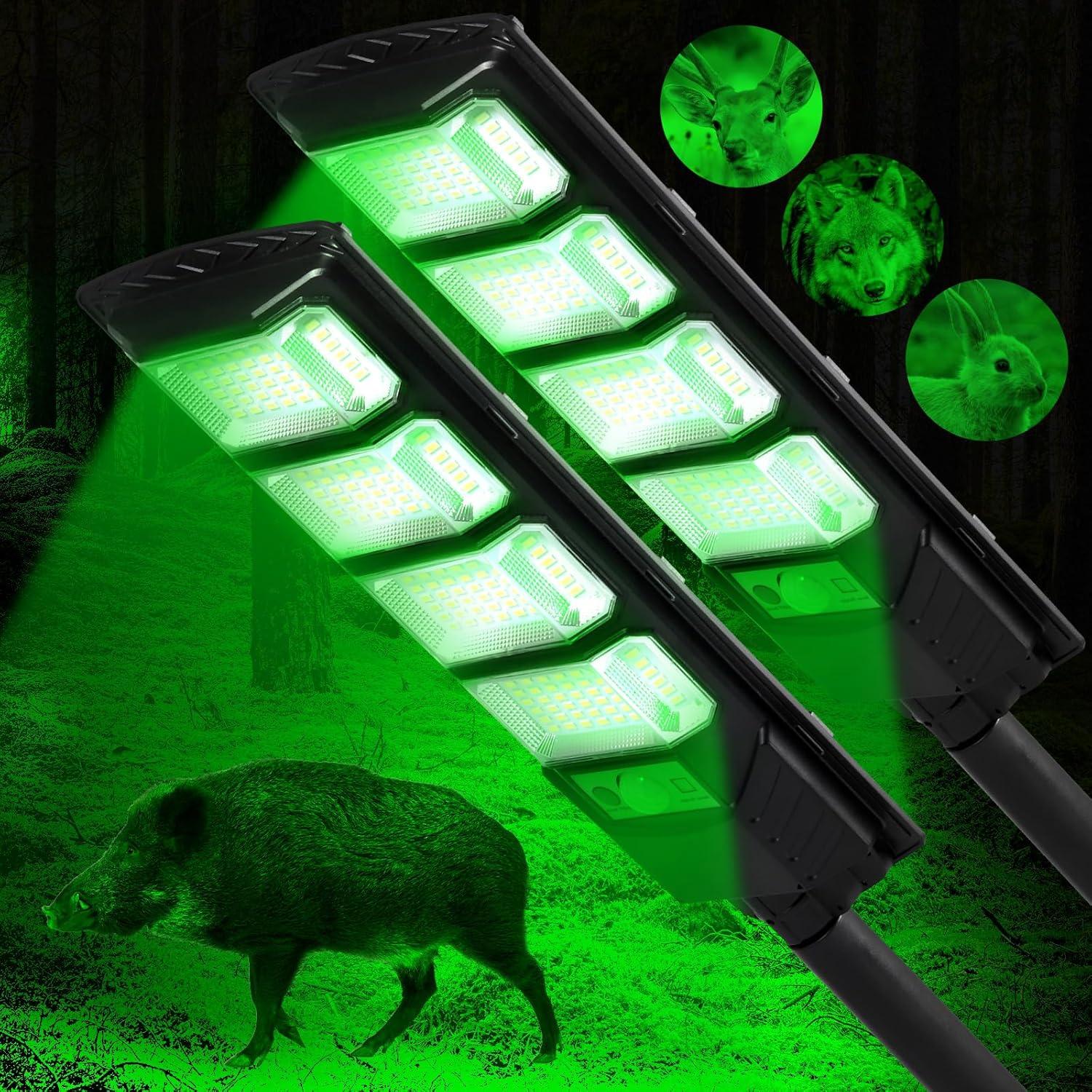 Hog Lights for Night Hunting - 12000LM Solar Green Light