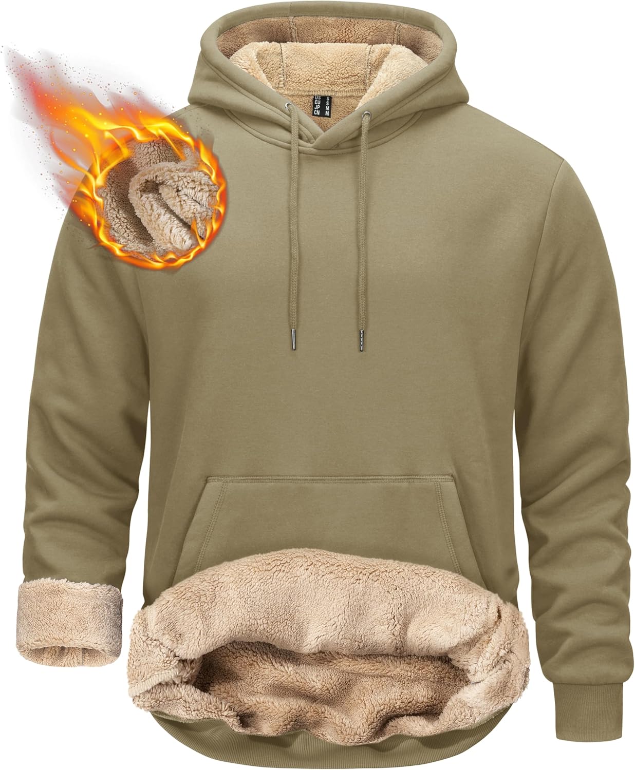 TACVASEN Men's Pullover Hoodie Thick Sherpa Lined for Winter