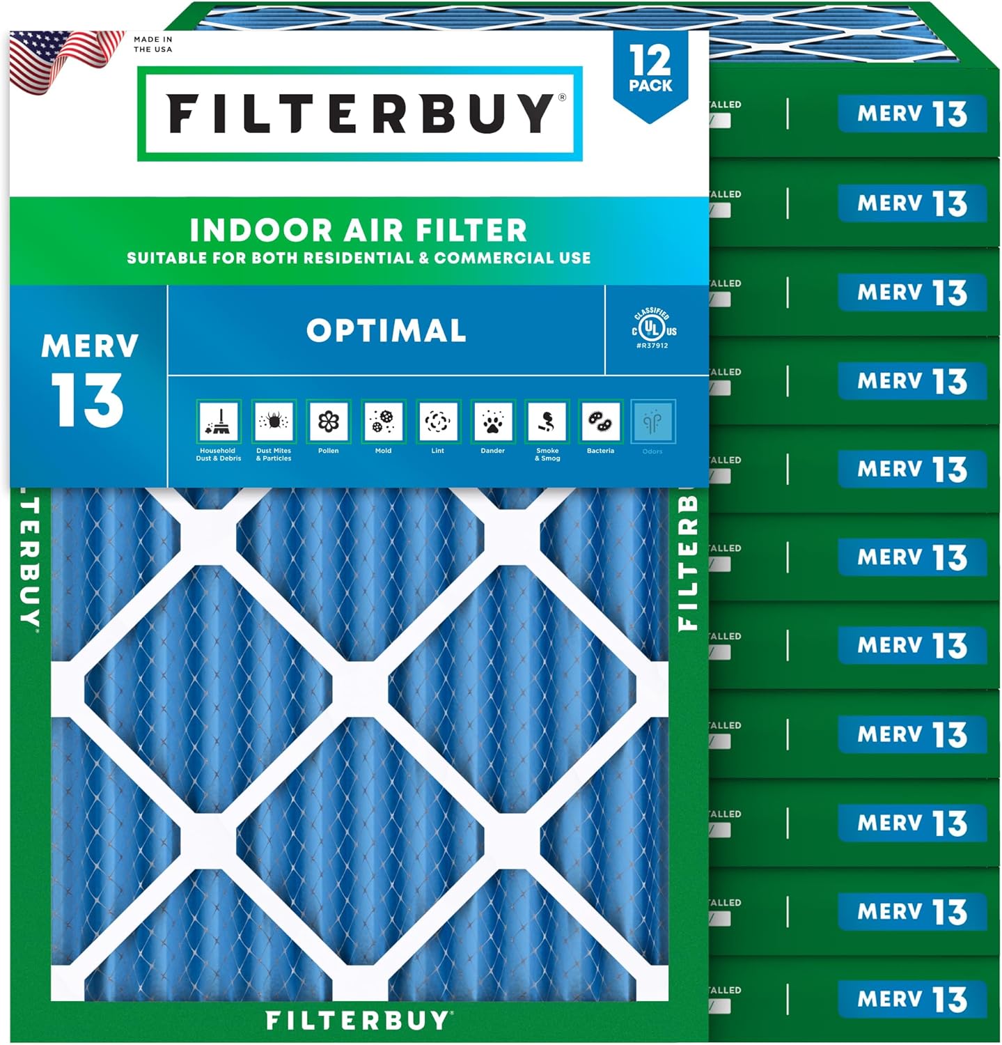 Filterbuy 18x24x2 Air Filter MERV 13 for Health Defense