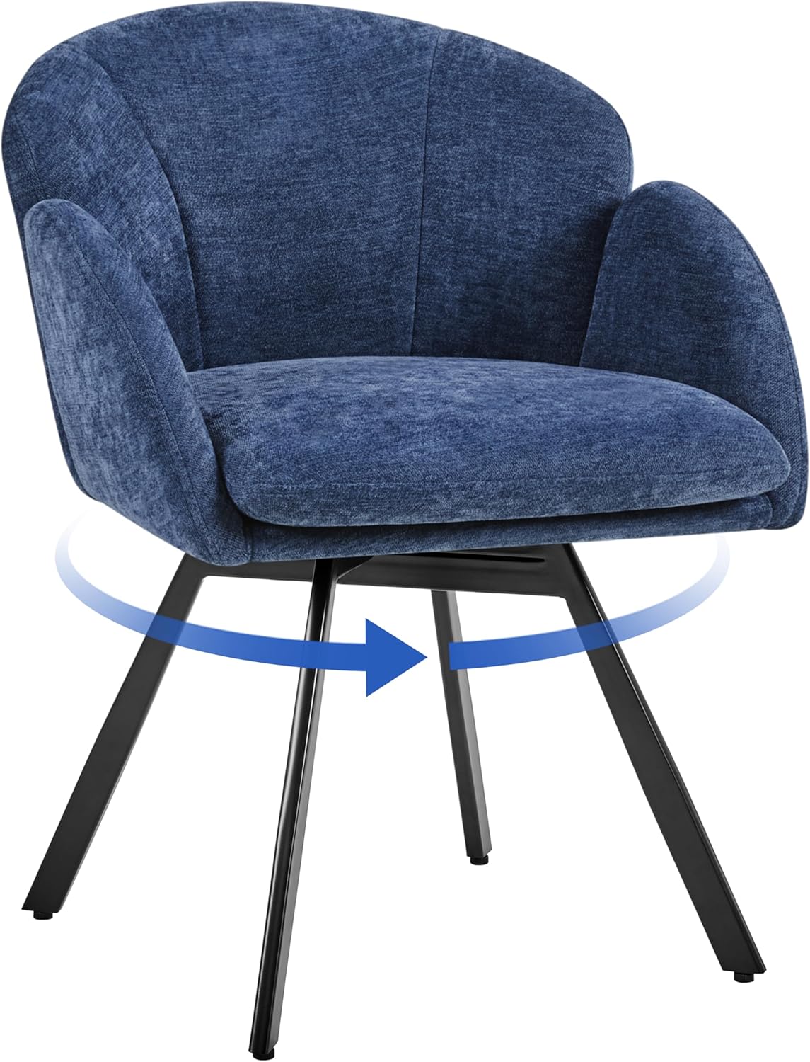 Yaheetech 360 Swivel Armchair, Flower Chenille, Blue