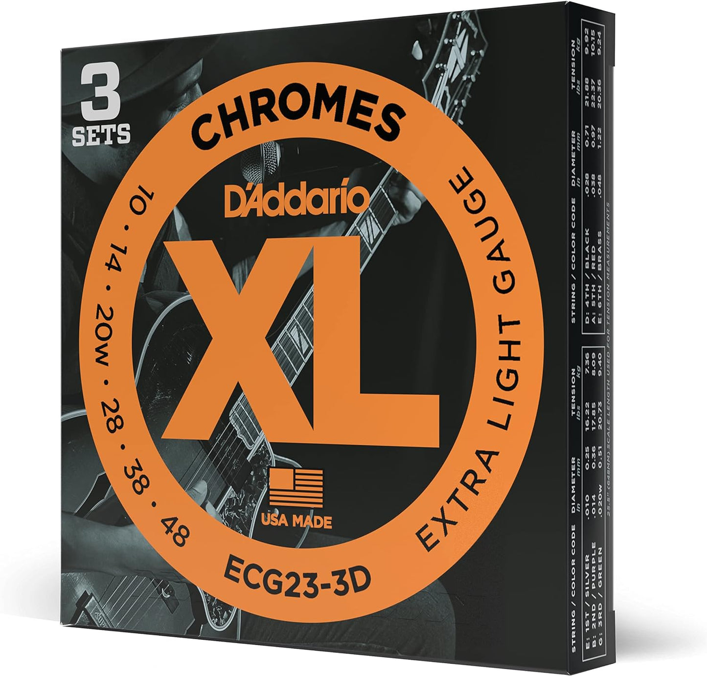 D'Addario XL Chromes - Ultra-Smooth, Warm Tone - ECG23-3D