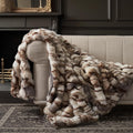 Ultra Soft Ridgeline Faux Rabbit Fur Throw Blanket for Cozy Comfort